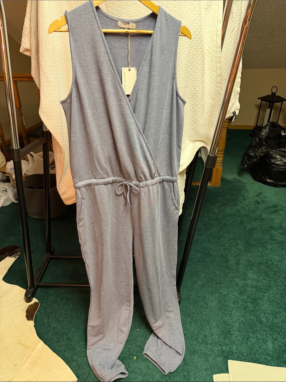 Barefoot dreams Malibu Sleeveless Wrap Front Women's Jumpsuit in Light Blue